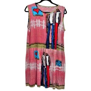 UBU Dress Size Small Art to Wear Artsy Sleeveless Heart People Drop Waist